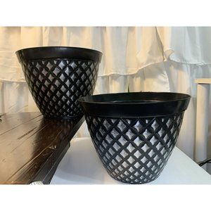 Round Silver Embossed Planter 10" Pot Medium Flower Pot Garden Decor